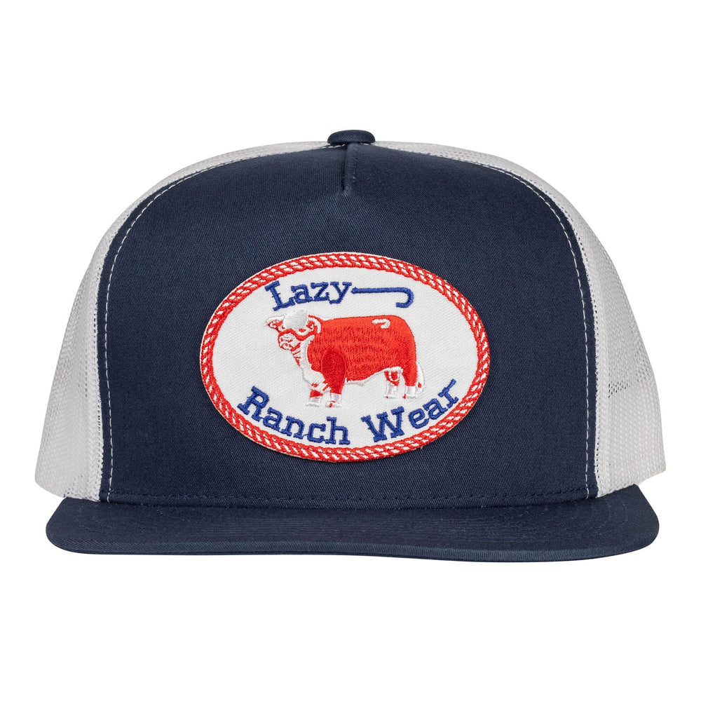 
                  
                    Lazy J Ranch Navy & White Red Original Buckle Classic Five Panel Trucker Hat-Lazy J Ranch Wear
                  
                