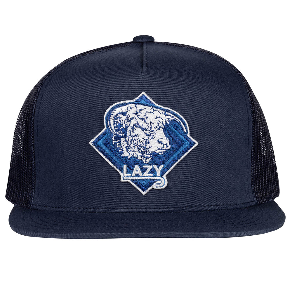 
                      
                        Lazy J Ranch Navy Blue Diamond Hereford Classic Five Panel Trucker Hat
                      
                    