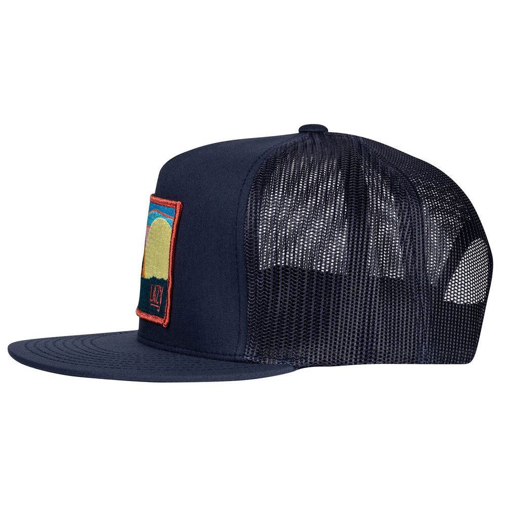 
                      
                        Lazy J Ranch Navy Hereford Sky Classic Five Panel Trucker Hat-High Profile-NAVY4SKY
                      
                    