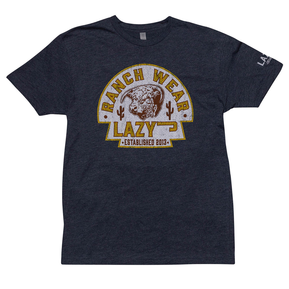 Lazy J Ranch Arrowhead Short Sleeve Navy Blue T-Shirt-T-Shirts-