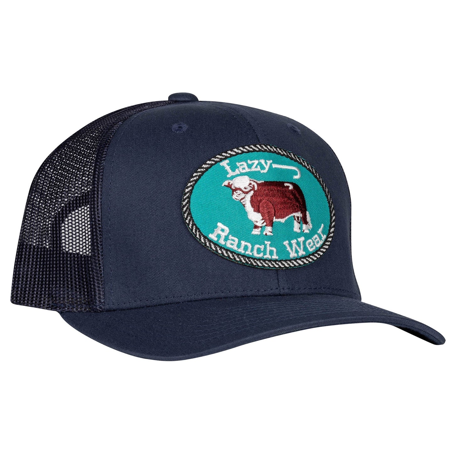 Lazy J Ranch Navy Original Buckle Mid Profile Trucker Hat-Lazy J Ranch Wear