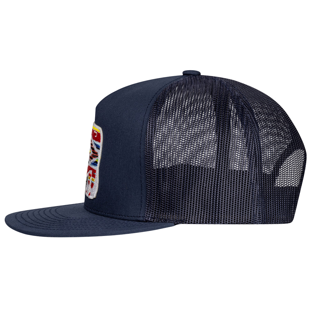 
                      
                        Lazy J Ranch Navy Serape Bull Classic Five Panel Trucker Hat
                      
                    