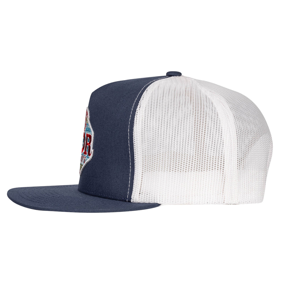 
                      
                        Lazy J Ranch Navy & White Conquest Classic Five Panel Trucker Hat
                      
                    