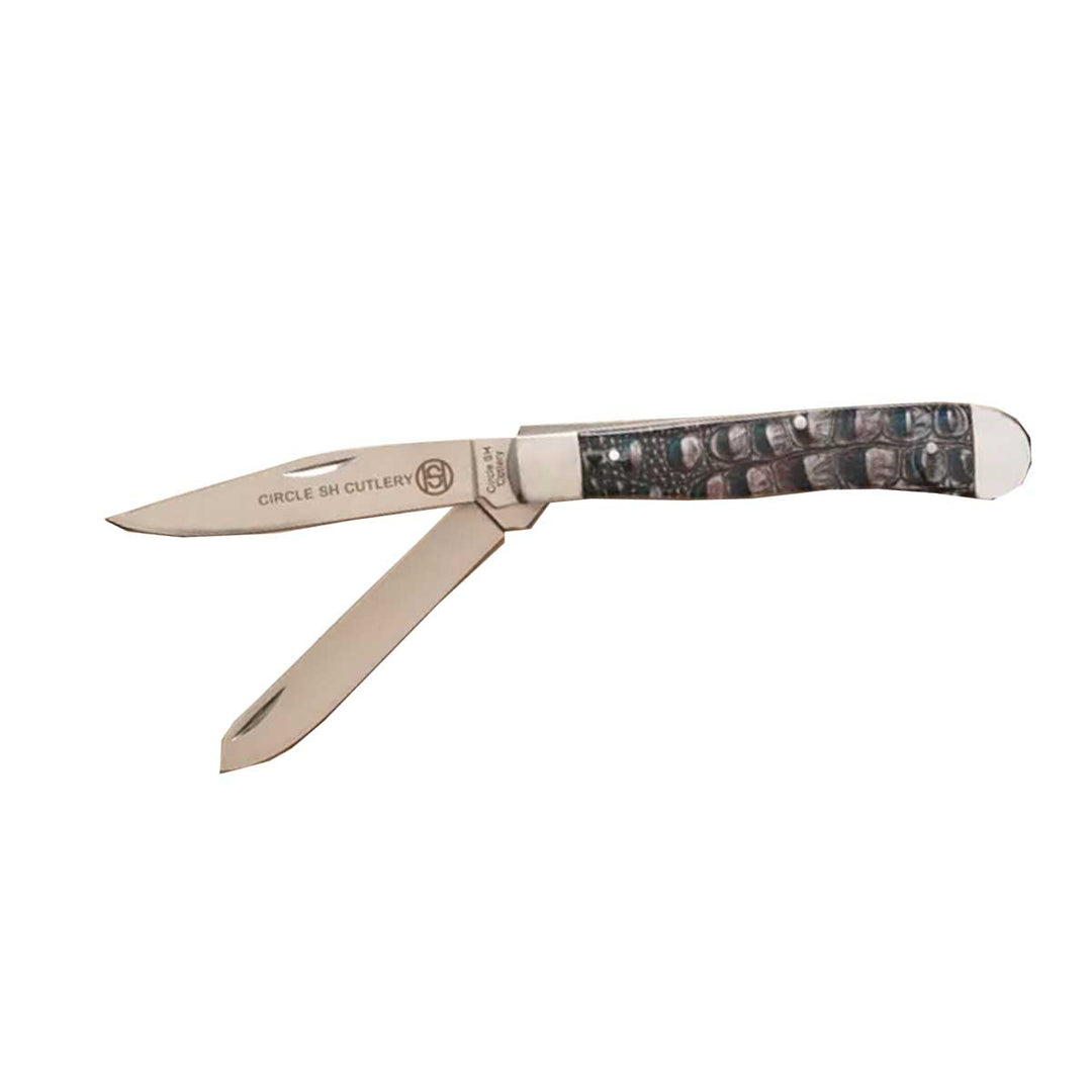 Circle SH Cutlery Acrylic Gator Print Trapper Knife