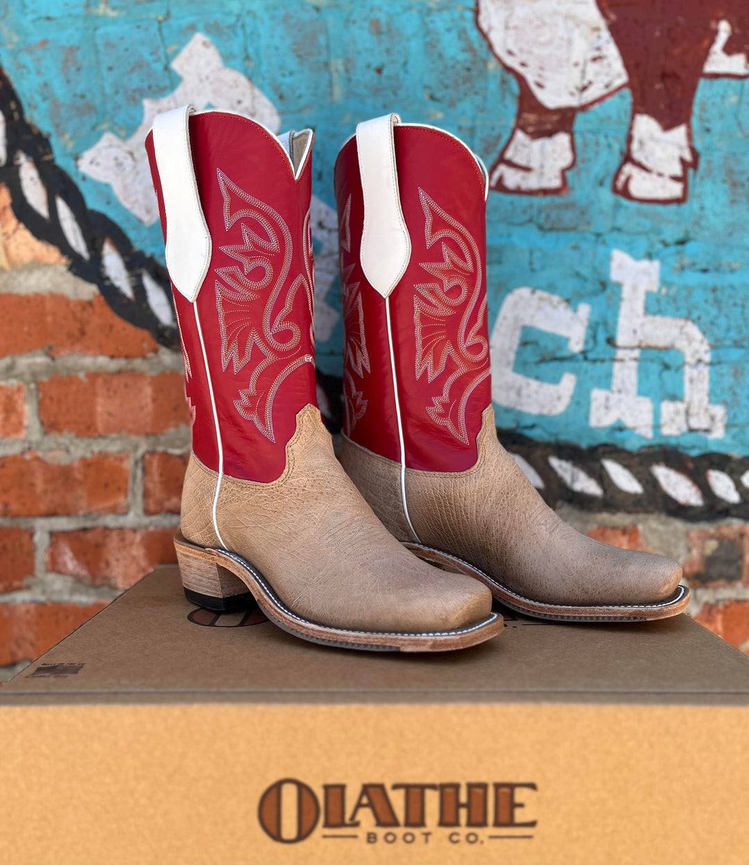 Olathe Boots Men's Vintage Bruchiato Smooth Ostrich Boots - Tan