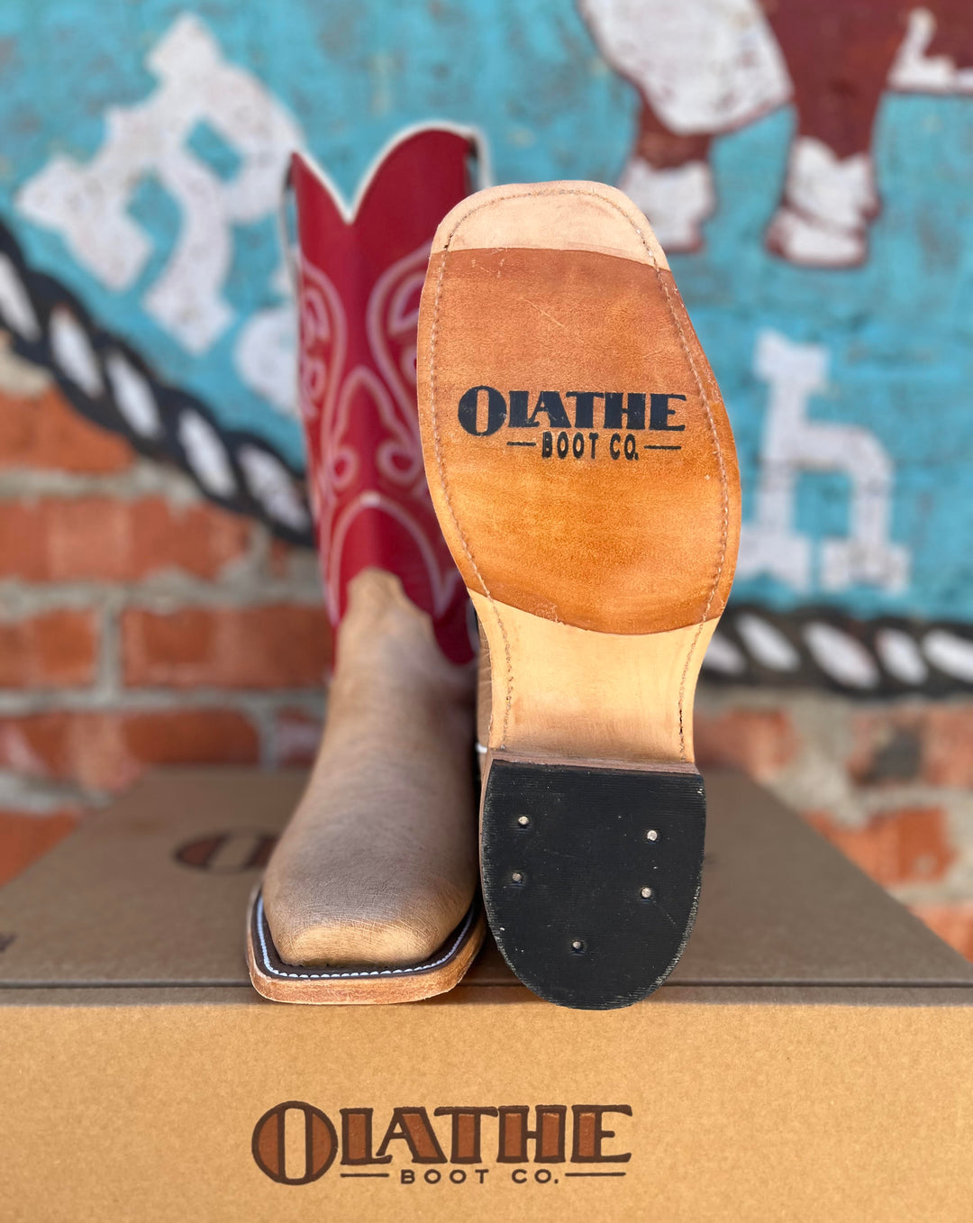 Olathe Boots Men's Vintage Bruchiato Smooth Ostrich Boots - Tan