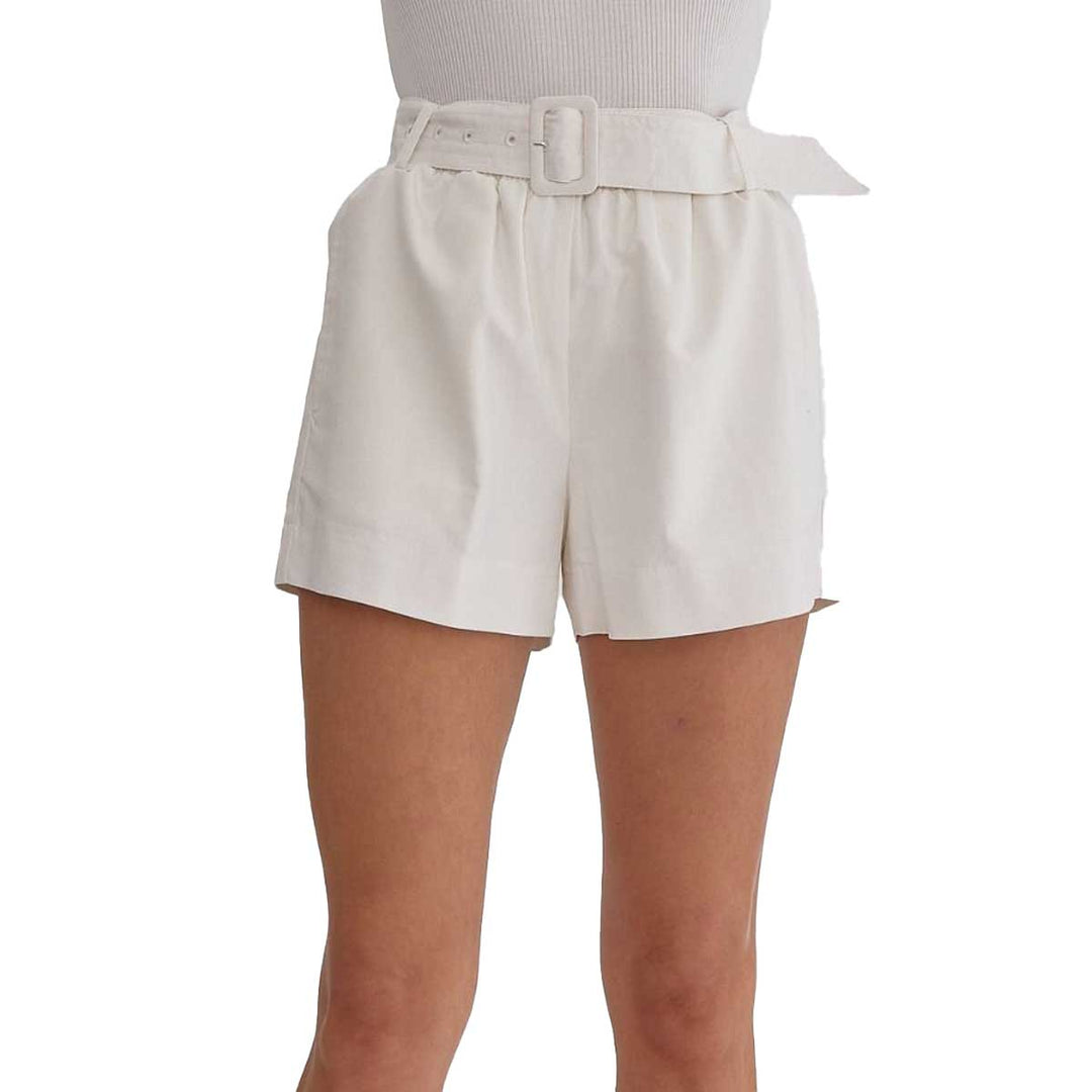 Entro Women's High Waist Belted Shorts - Off White