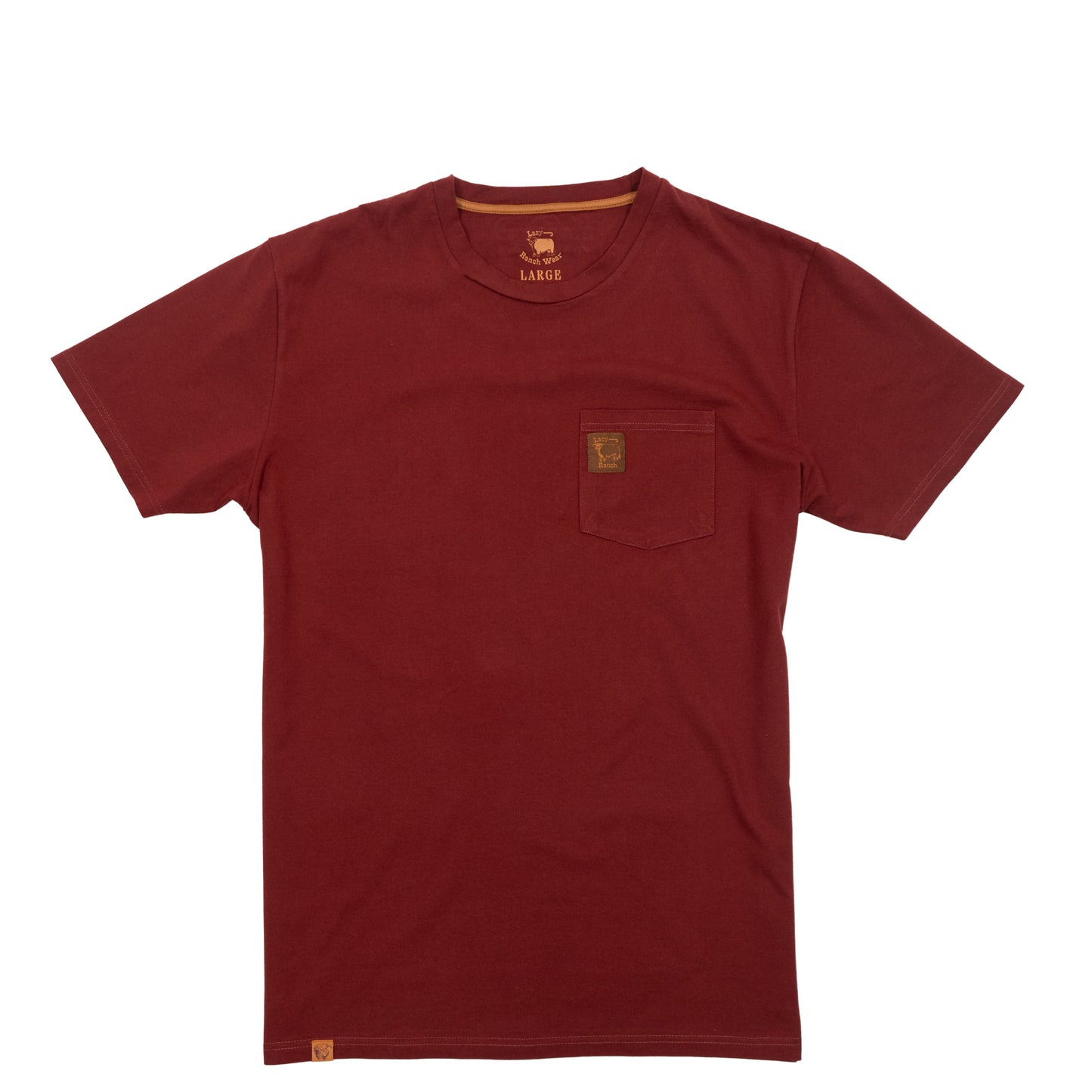 Lazy J Ranch Pocket T-Shirt - Maroon-LJSS-2512-S