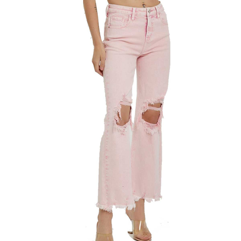 Phoenix Distressed Cropped Jeans-Hot Pink