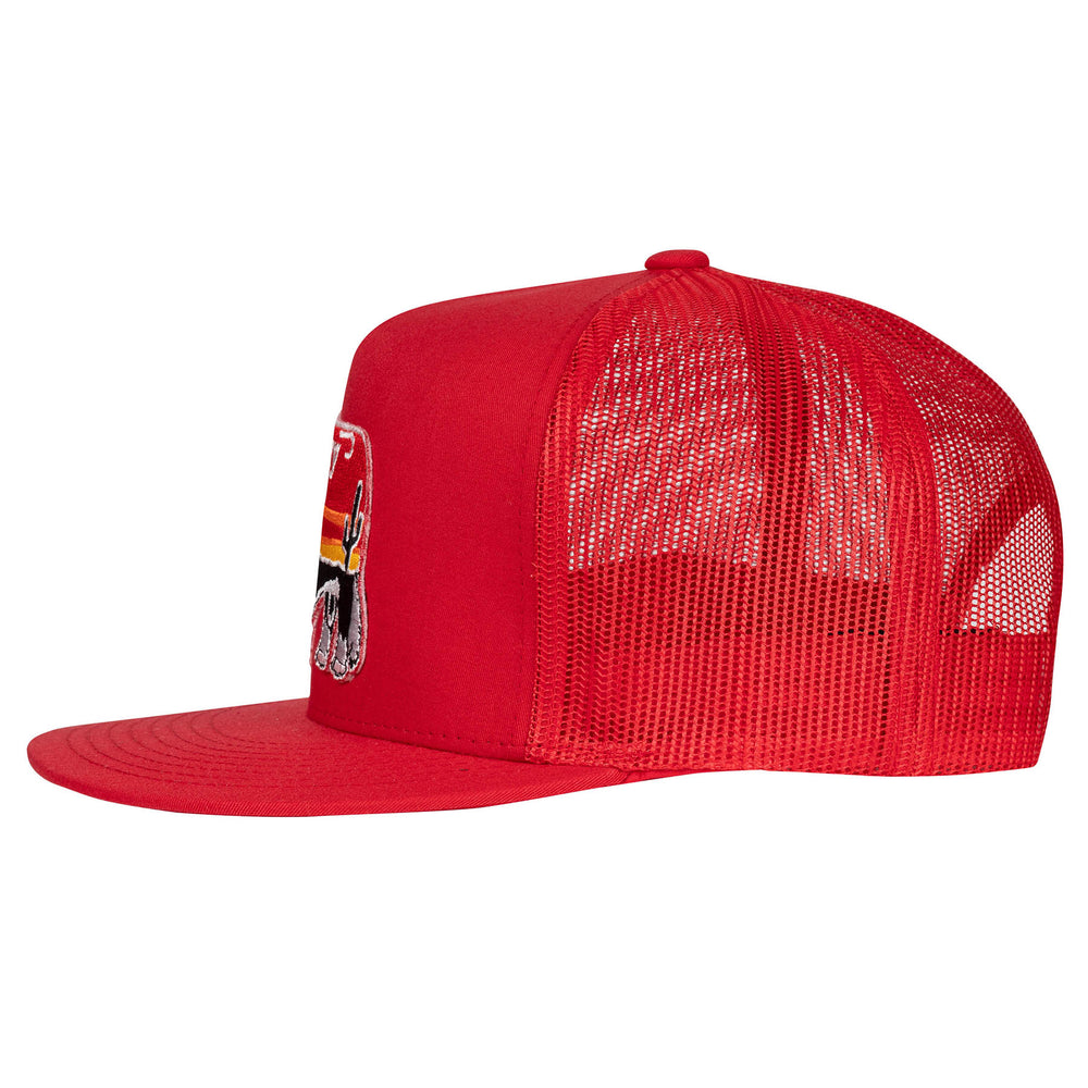 
                      
                        Lazy J Ranch Red Sunrise Bull Classic Five Panel Trucker Hat-High Profile-RED4LSUN
                      
                    