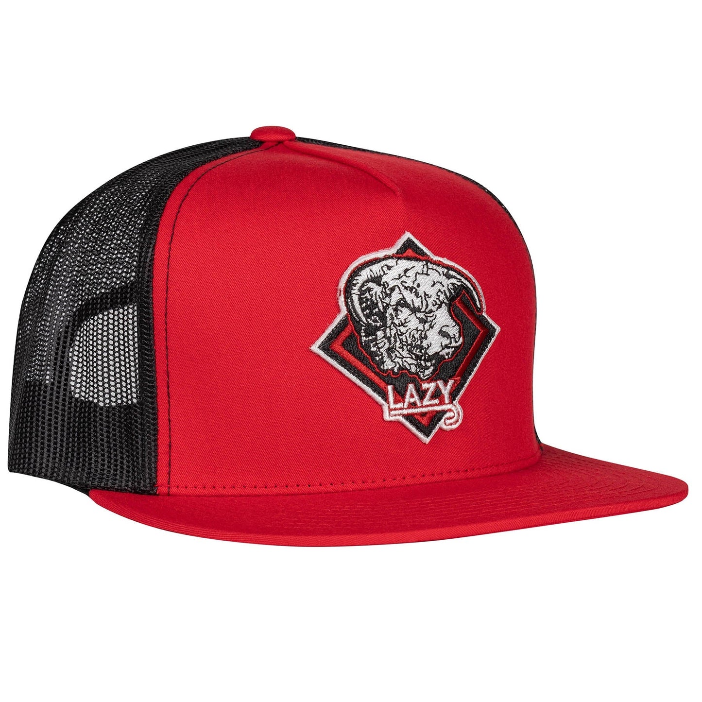 Lazy J Ranch Red & Black Red Diamond Hereford Classic Five Panel Trucker Hat-Lazy J Ranch Wear
