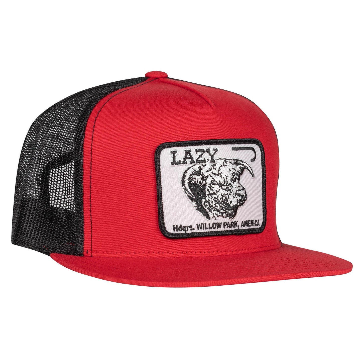 Lazy J Ranch Red & Black Willow Cattle Headquarters Classic Five Panel Trucker Hat-Lazy J Ranch Wear