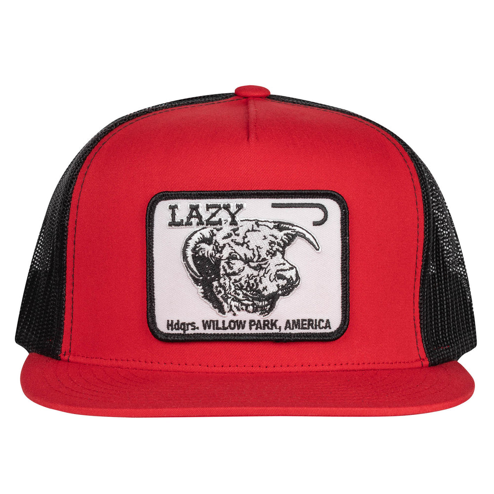 
                      
                        Lazy J Ranch Red & Black Cattle Headquarters Classic Five Panel Trucker Hat
                      
                    