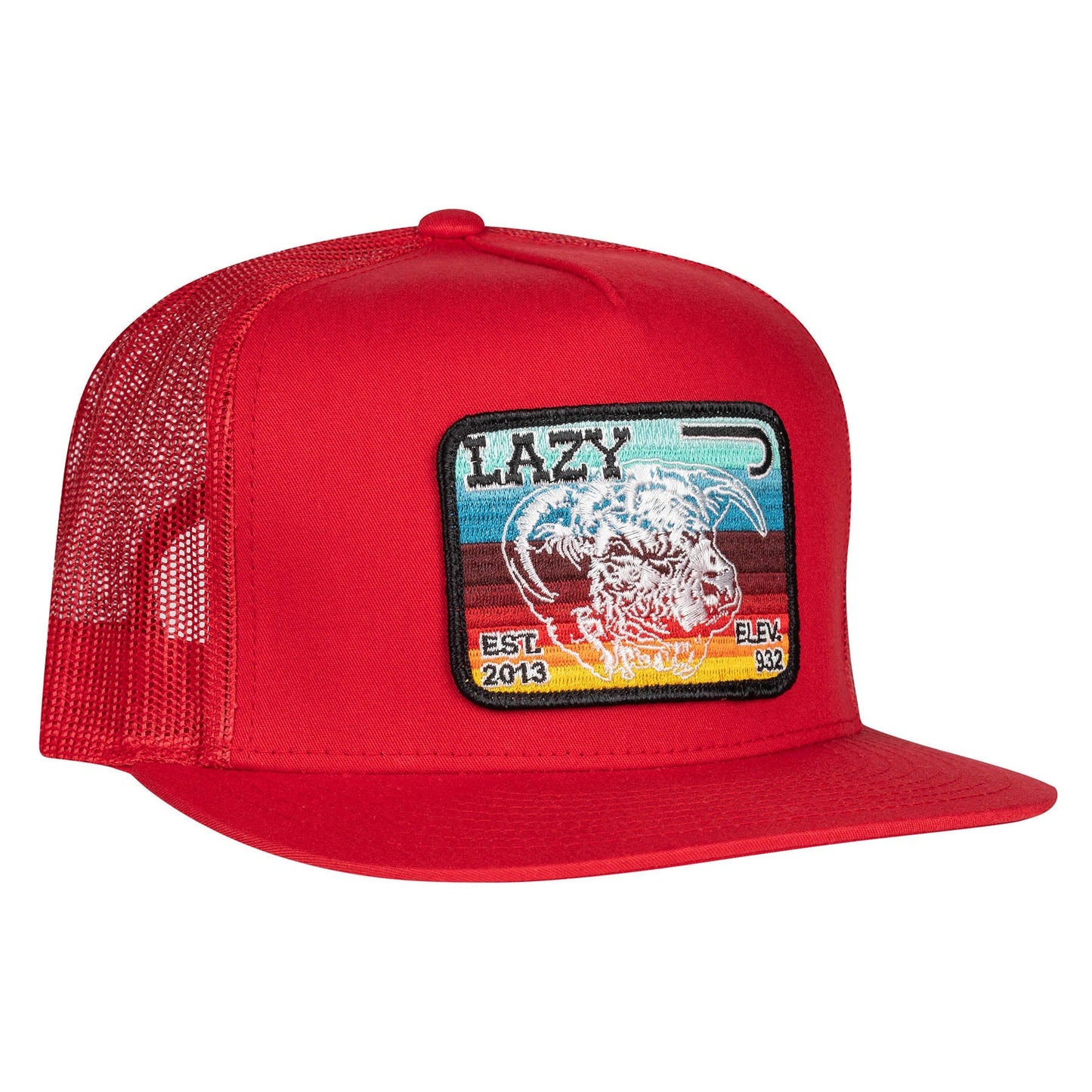 Lazy J Ranch Red Serape Elevation Classic Five Panel Trucker Hat-Lazy J Ranch Wear