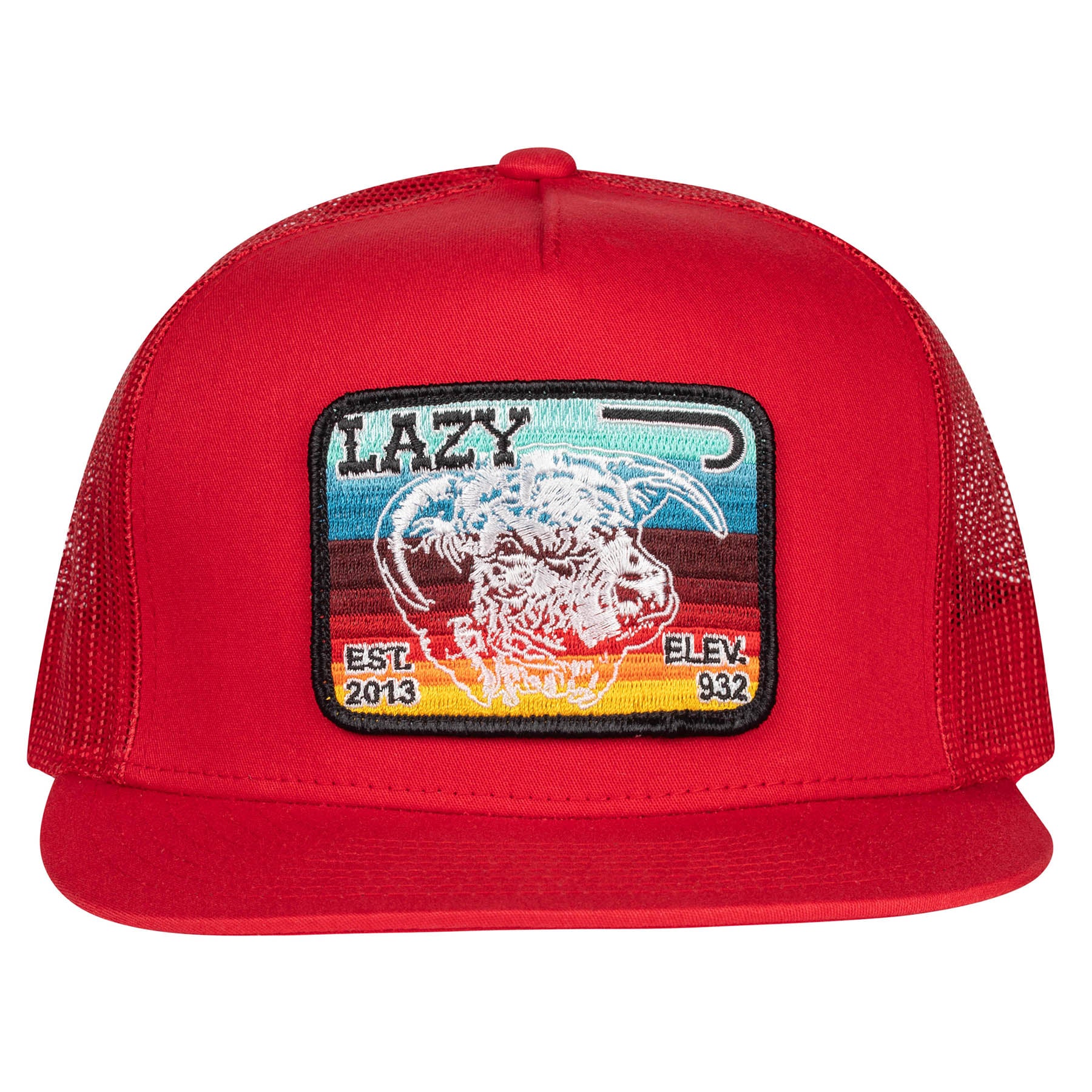 Lazy J Ranch Red Serape Elevation Classic Five Panel Trucker Hat Lazy J Ranch Wear