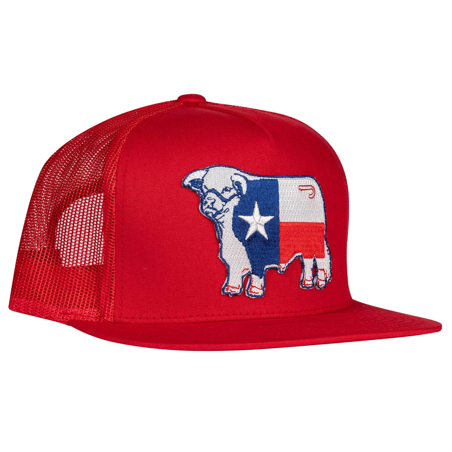 Lazy J Ranch Red Texas Flag Bull Classic Five Panel Trucker Hat