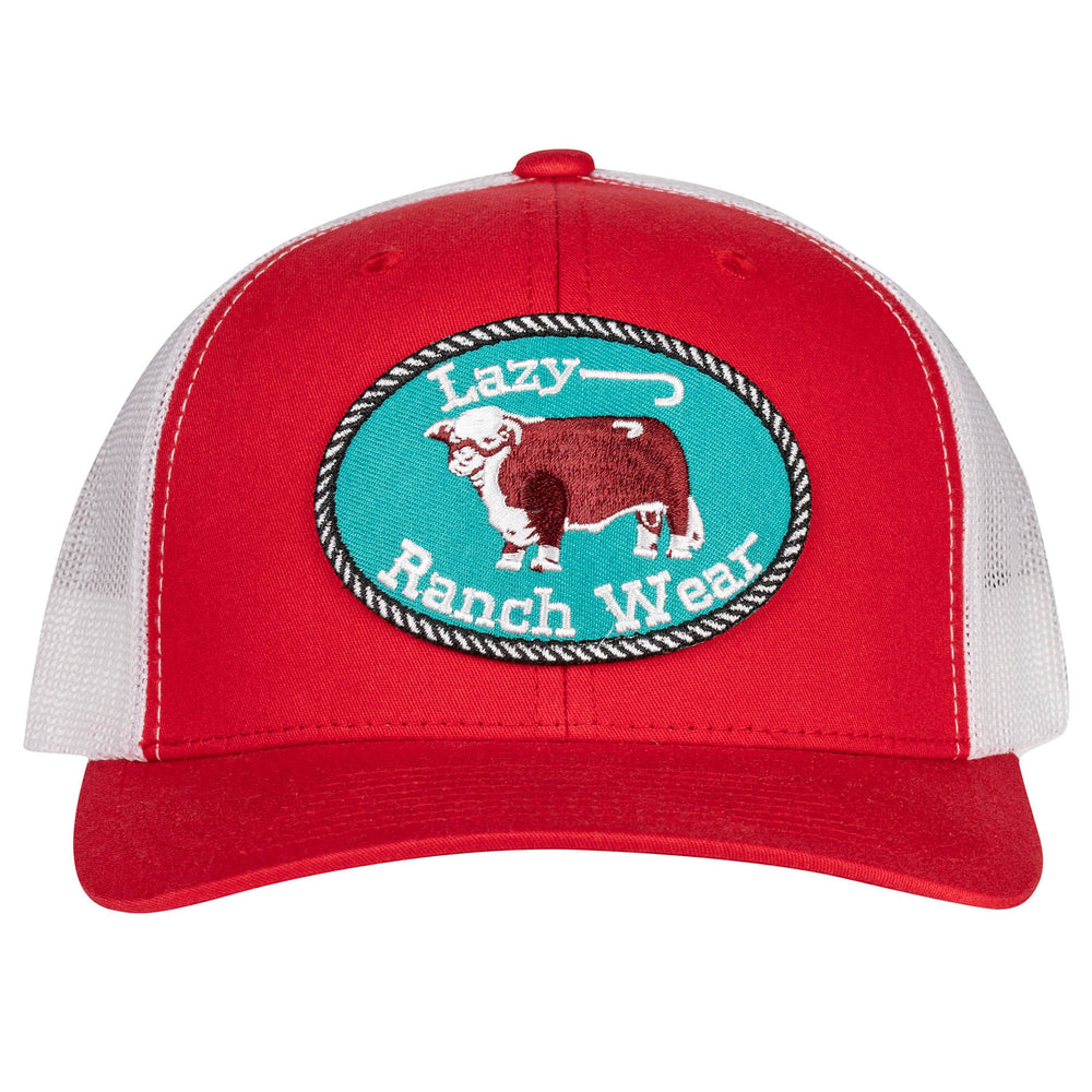 
                  
                    Lazy J Ranch Red & White Original Buckle Mid Profile Trucker Hat-REDWHITE3J
                  
                