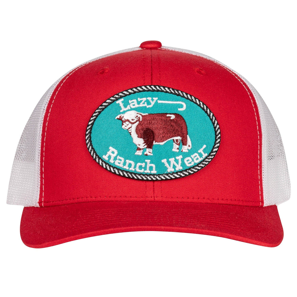 
                  
                    Lazy J Ranch Red & White Original Buckle Mid Profile Trucker Hat-Lazy J Ranch Wear
                  
                