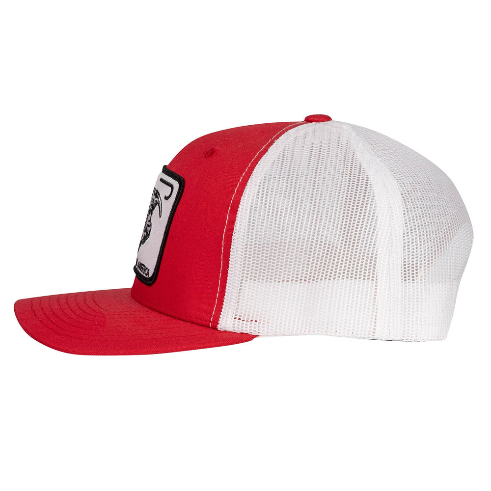 
                  
                    Lazy J Ranch Red & White Willow Cattle Headquarters Mid Profile Trucker Hat-Lazy J Ranch Wear
                  
                