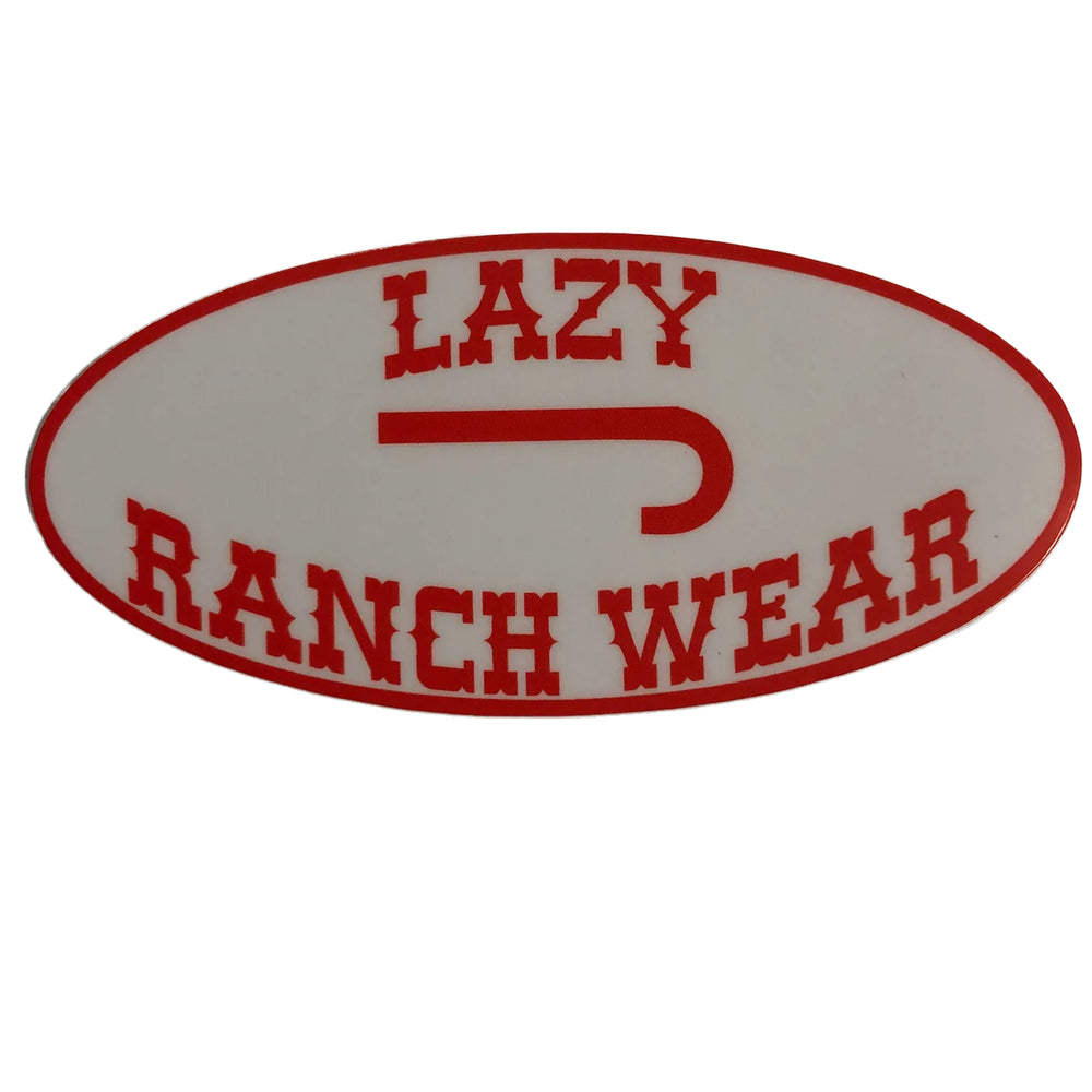 Lazy J Ranch Wear Red White Oval Logo Sticker-REDWHITEOVALSTICK