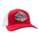 Lazy J Ranch Red & White Mid Profile Trucker Hat - Multiple Patches-REDWHT1-CQ