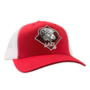 Lazy J Ranch Red & White Mid Profile Trucker Hat - Multiple Patches-REDWHT1-RDIA