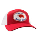 Lazy J Ranch Red & White Mid Profile Trucker Hat - Multiple Patches-REDWHT1-RWB