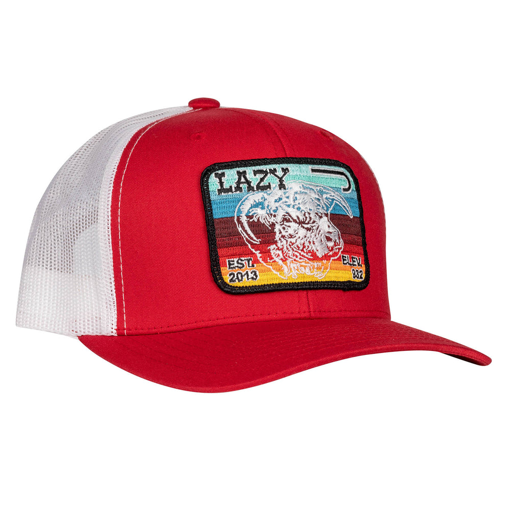 
                      
                        Lazy J Ranch Red & White Serape Elevation Mid Profile Trucker Hat
                      
                    