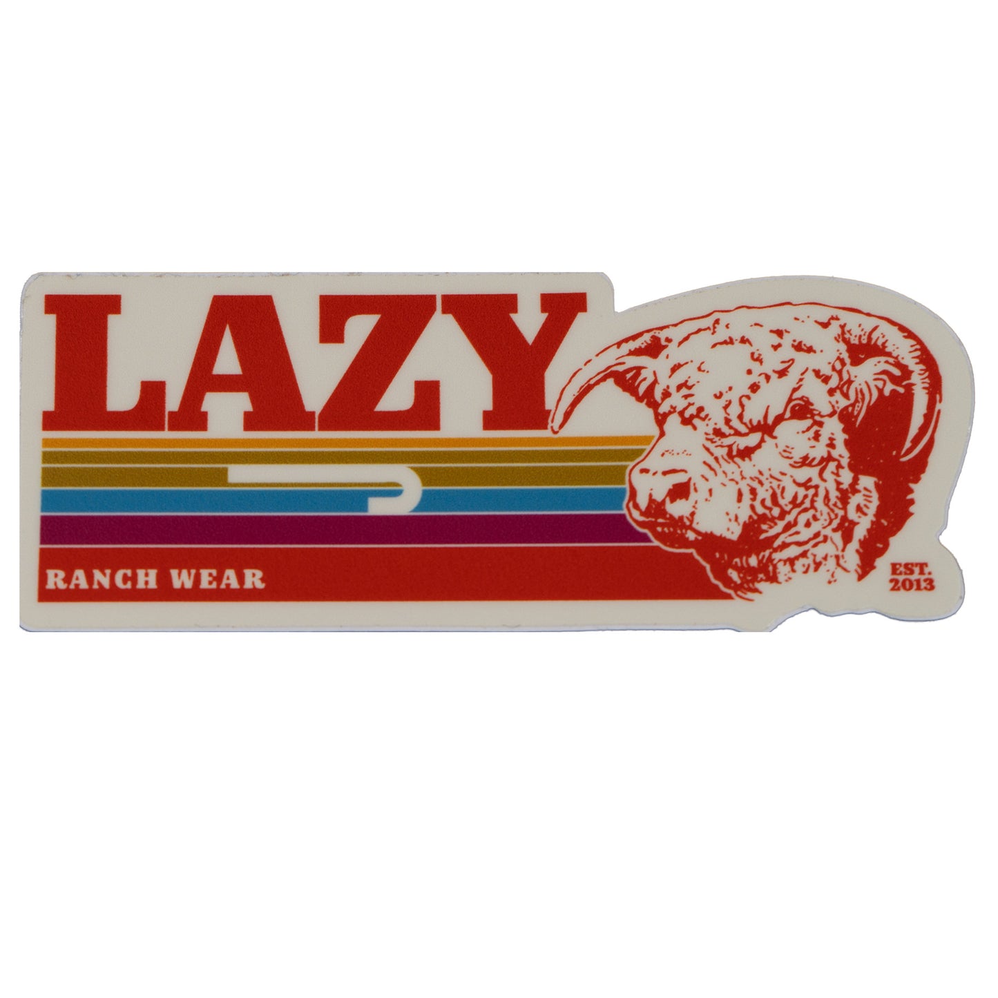 Lazy J Ranch Wear Retro Stripe Hereford Sticker