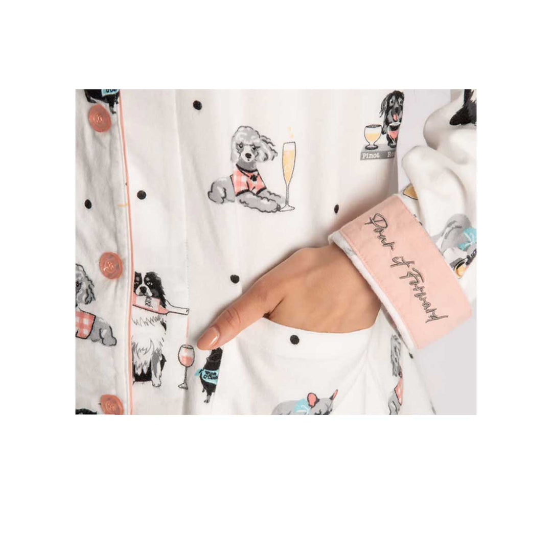 PJ Salvage Women's Dog Lover Flannel Pajama Set - Ivory