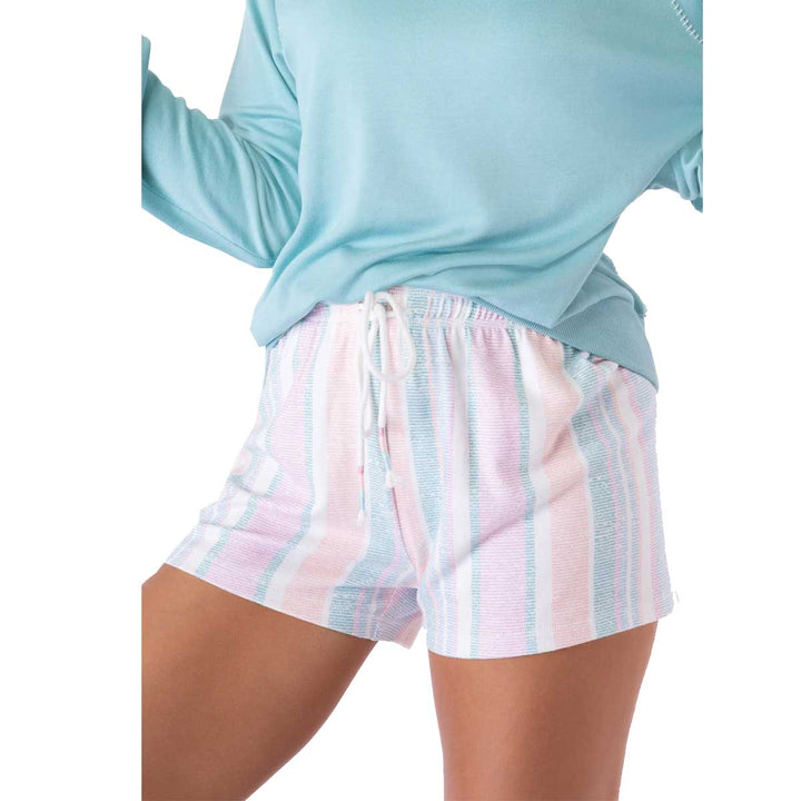 PJ Salvage Women's Baja Babe Striped Pajama Shorts - Ivory
