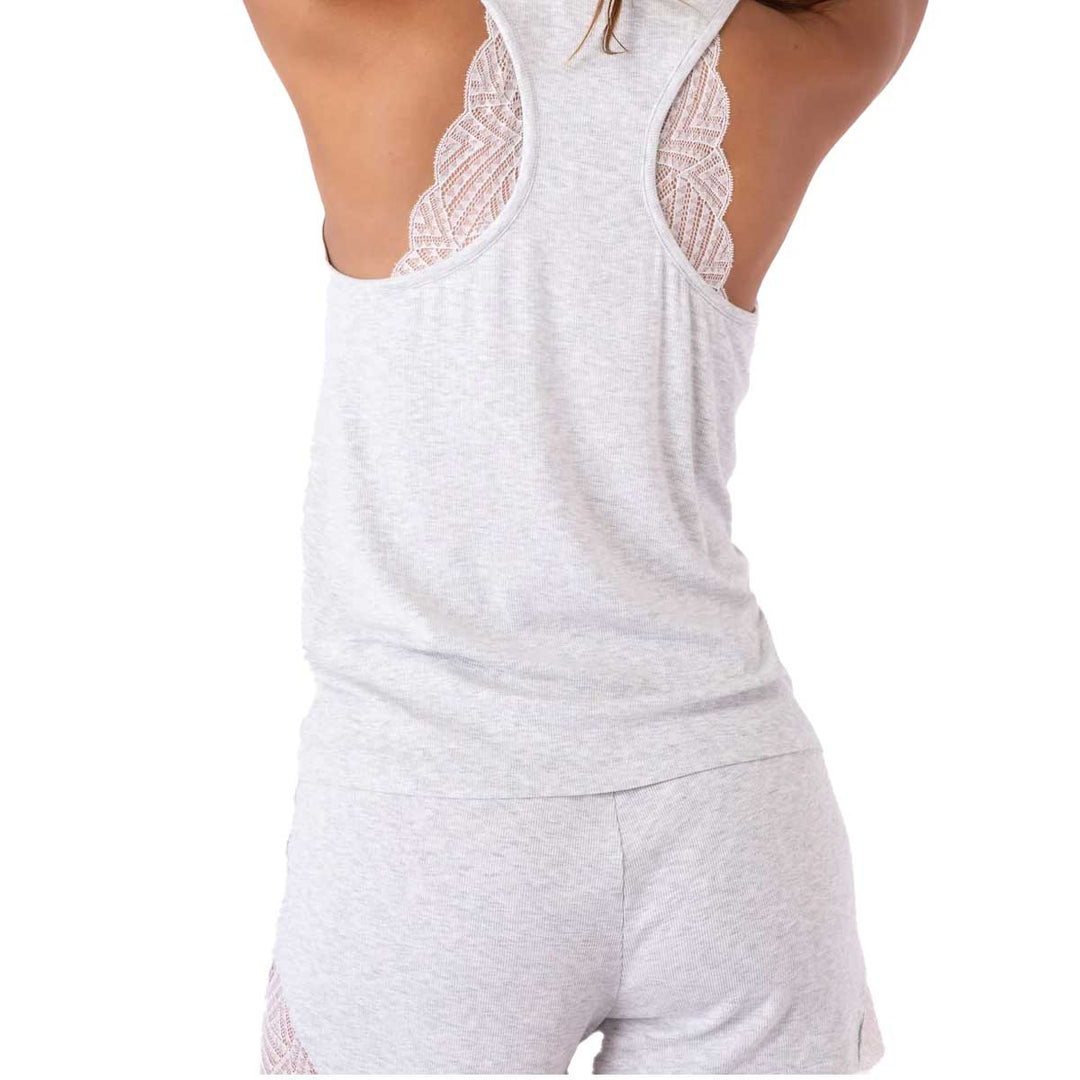 PJ Salvage Women's Lacey Basics Pajama Tank Top - Cloud