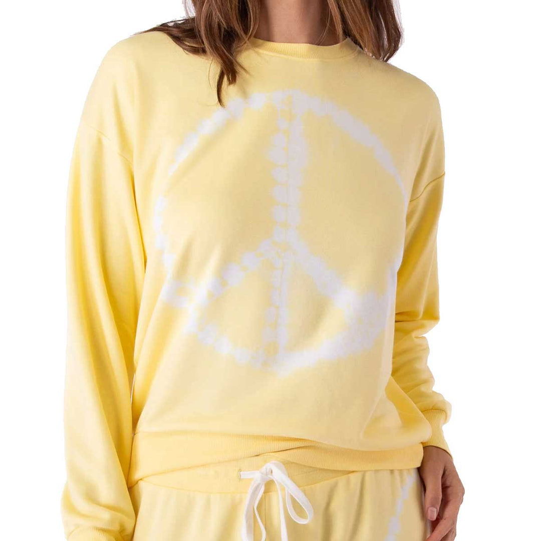 PJ Salvage Women's Ride Or Dye Long Sleeve Pajama Top - Lemon