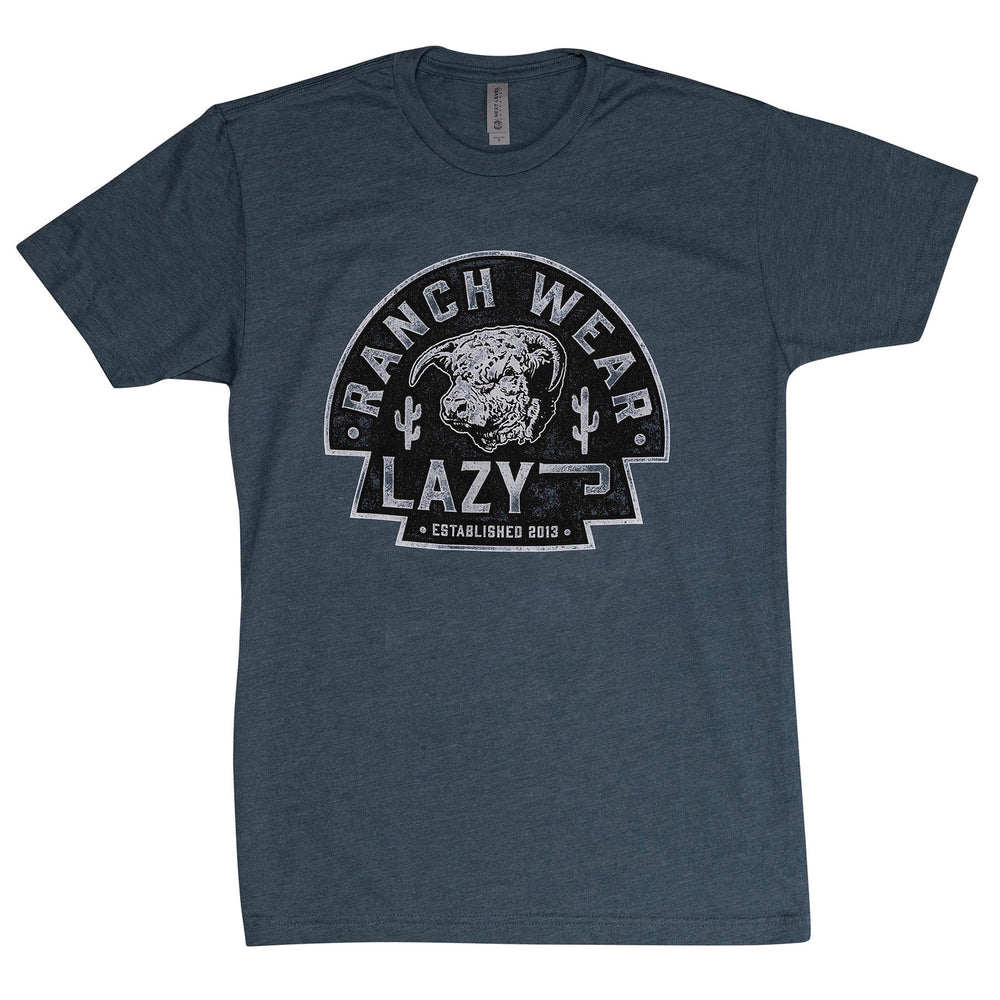 
                      
                        Lazy J Ranch Cactus Hereford Arrowhead Short Sleeve Slate Blue T-Shirt
                      
                    