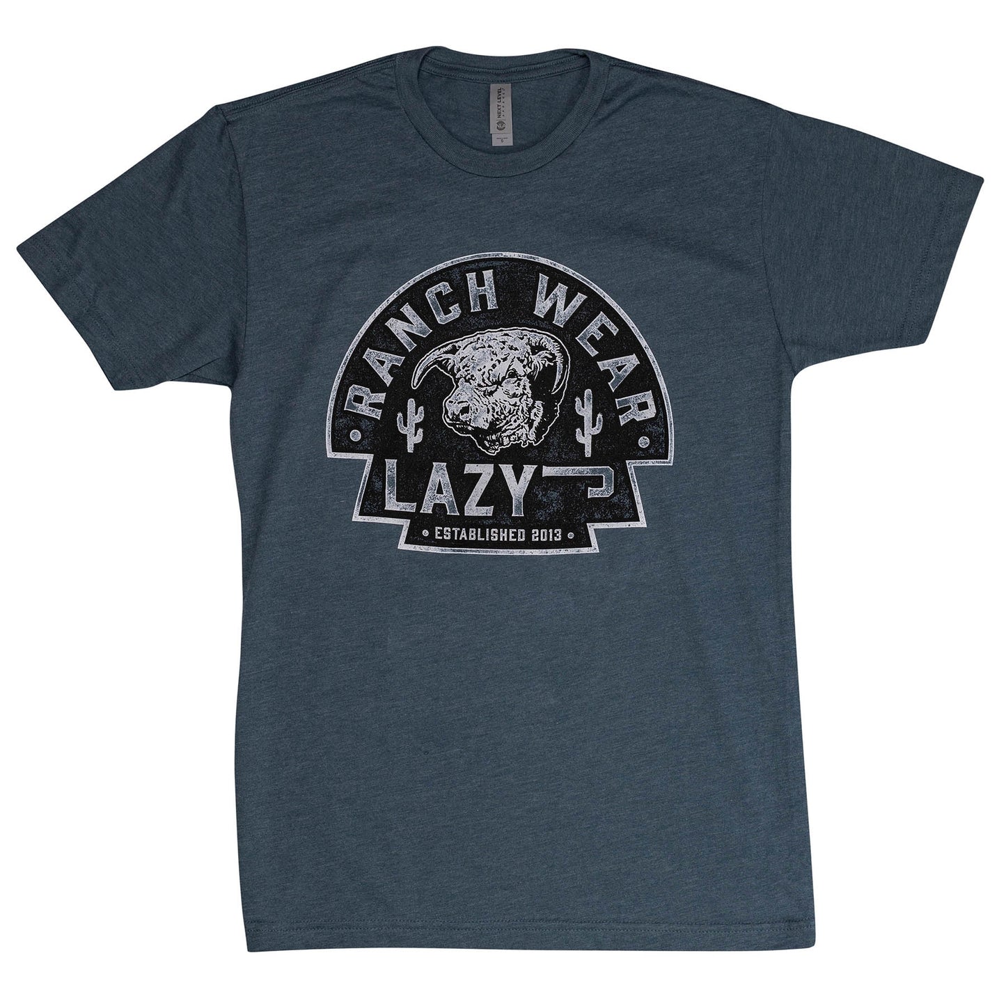 Lazy J Ranch Cactus Hereford Arrowhead Short Sleeve Slate Blue T-Shirt