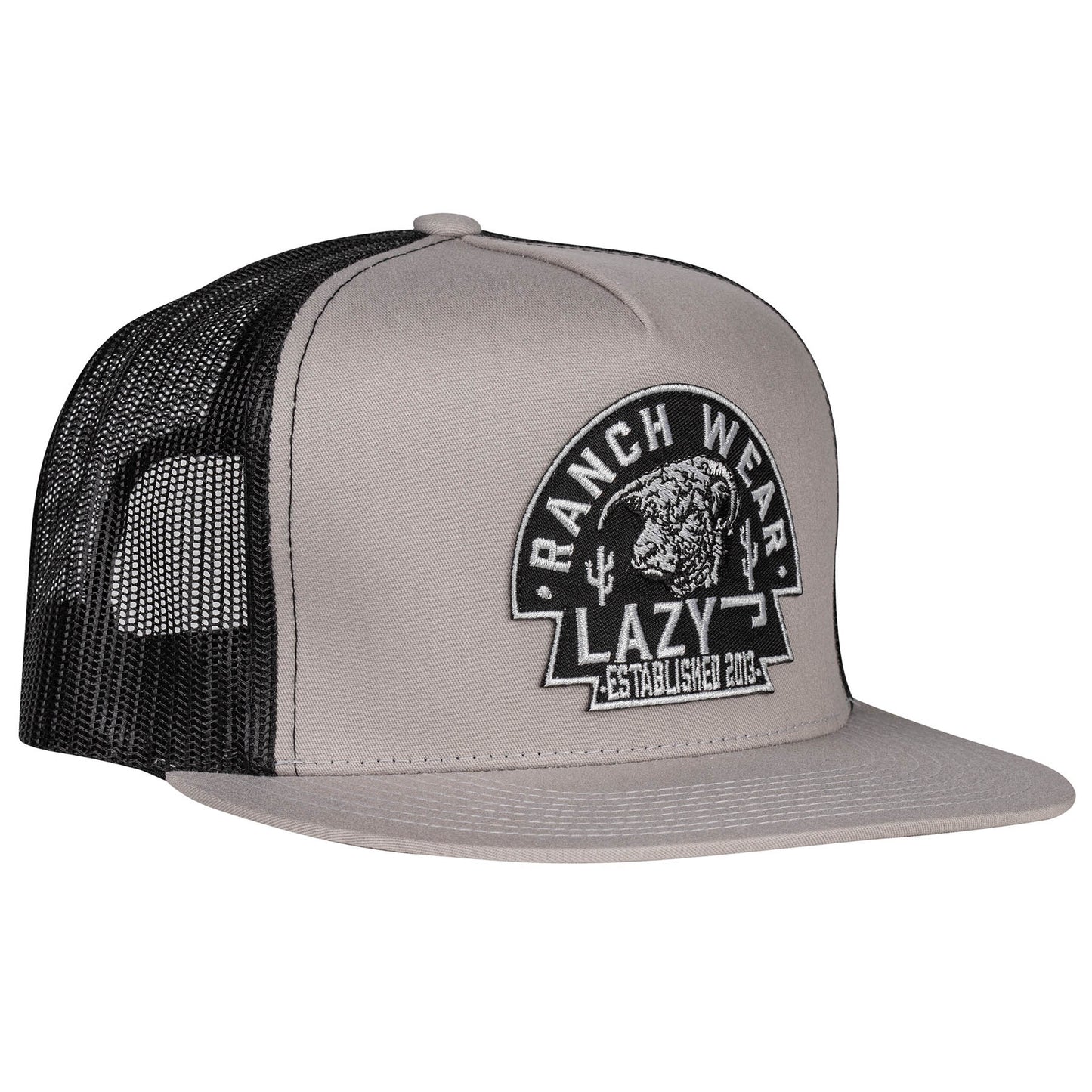 Lazy J Ranch Silver Grey & Black Arrowhead Classic Five Panel Trucker Hat