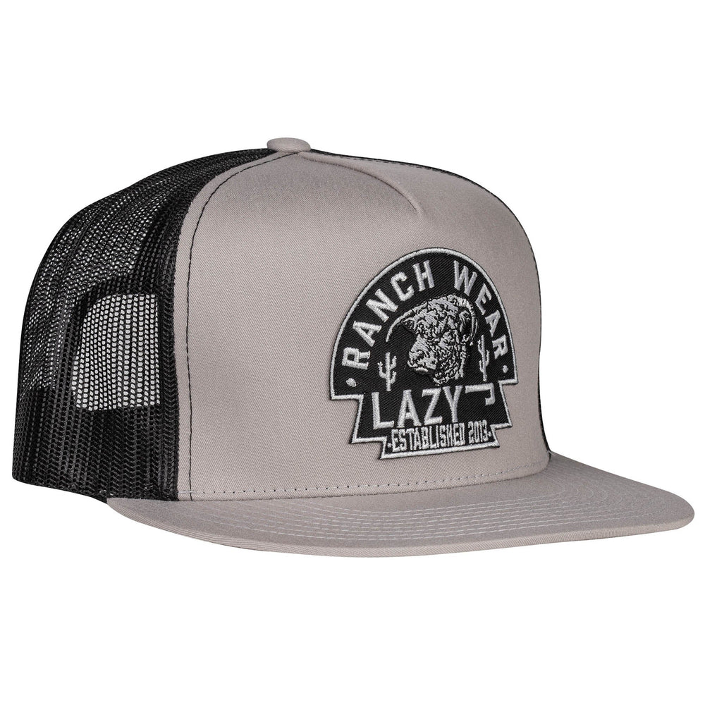 Lazy J Ranch Silver Grey & Black Arrowhead Classic Five Panel Trucker Hat-Lazy J Ranch Wear