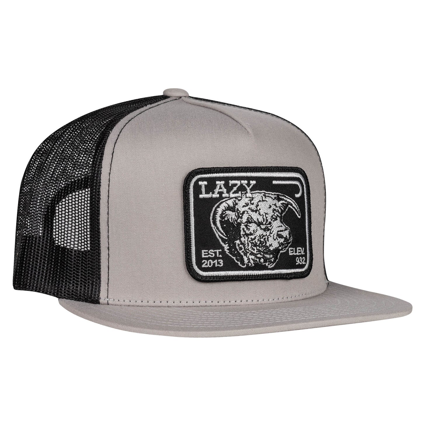 Lazy J Ranch Silver Grey & Black Elevation Classic Five Panel Trucker Hat-SILBLK4ELEV