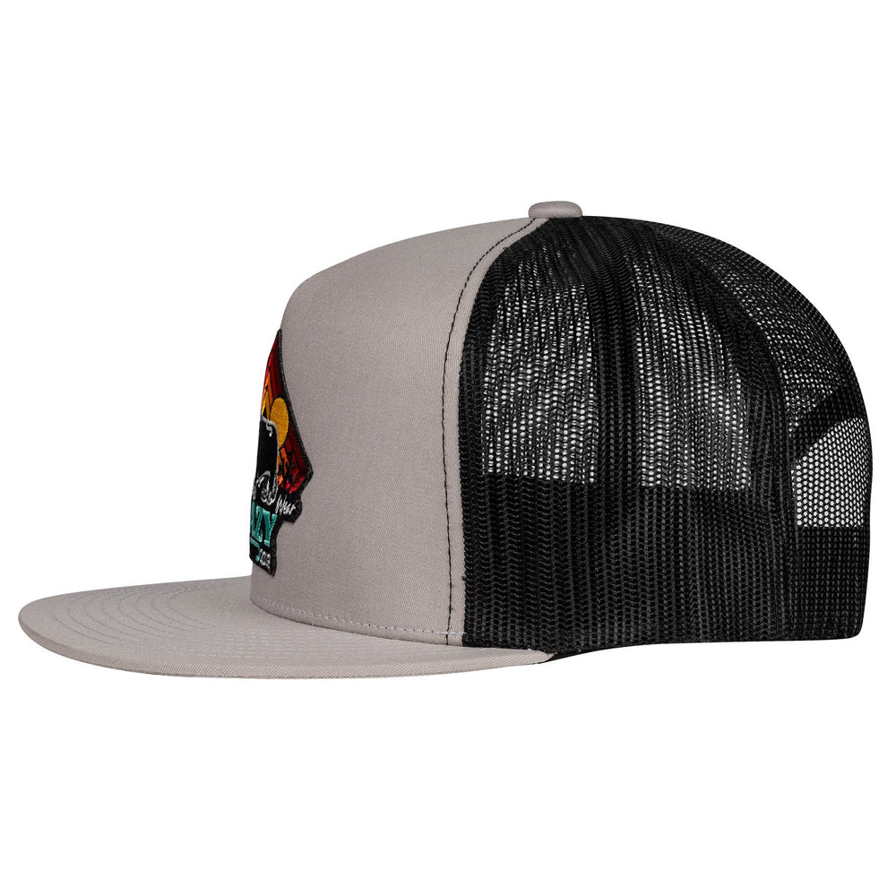 
                  
                    Lazy J Ranch Silver Grey & Black Cactus Sunrise Classic Five Panel Trucker Hat-Lazy J Ranch Wear
                  
                