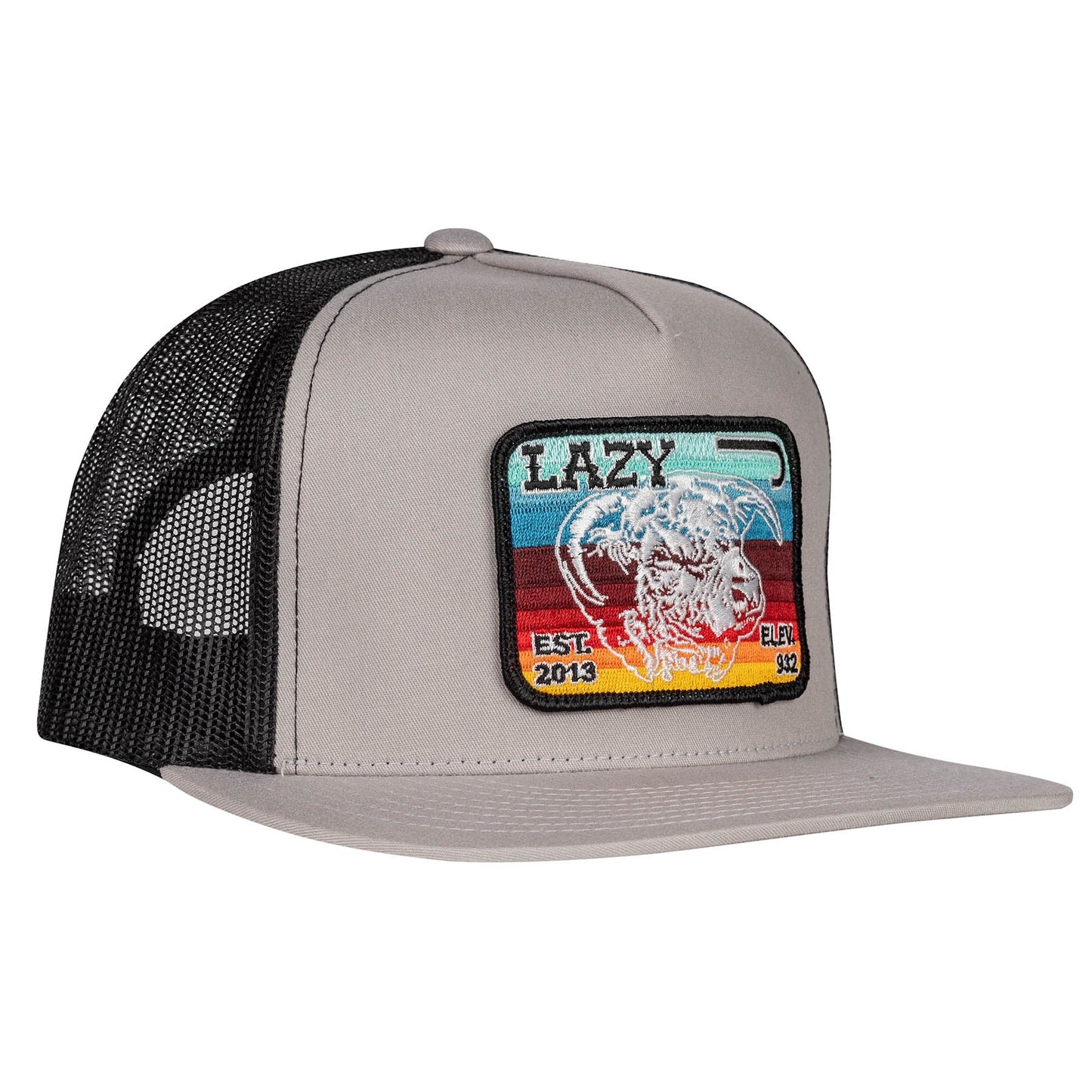 Lazy J Ranch Silver Grey & Black Serape Elevation Classic Five Panel Trucker Hat-Lazy J Ranch Wear