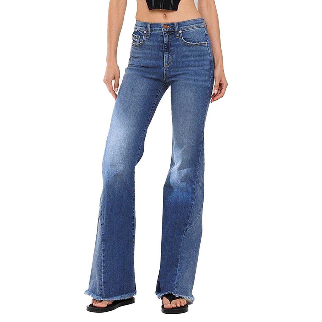 SneakPeak Women's High Rise Wide Flare Jeans - Medium