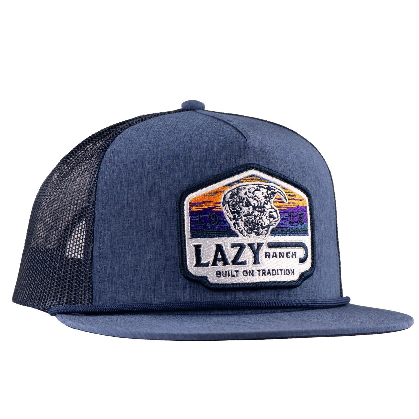 Lazy J Ranch Navy Bull Wagon Classic Rope Trucker Hat-Lazy J Ranch Wear