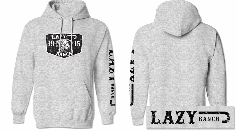 
                      
                        Lazy J Ranch Black Ranch Logo Pullover Hoodie - Ash Grey-
                      
                    