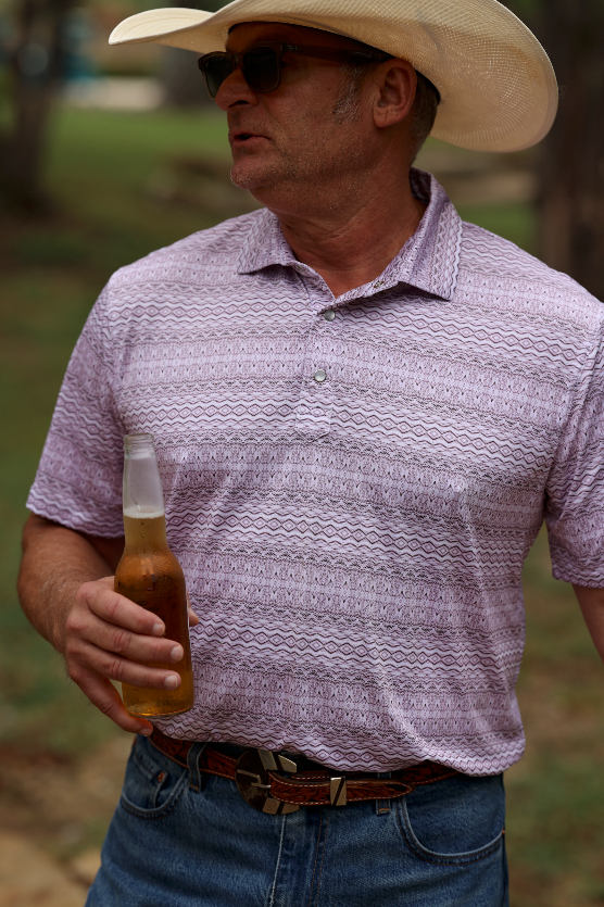Lazy J Ranch Men's Navajo Print Performance Polo Shirt - Plum-Lazy J Ranch Wear