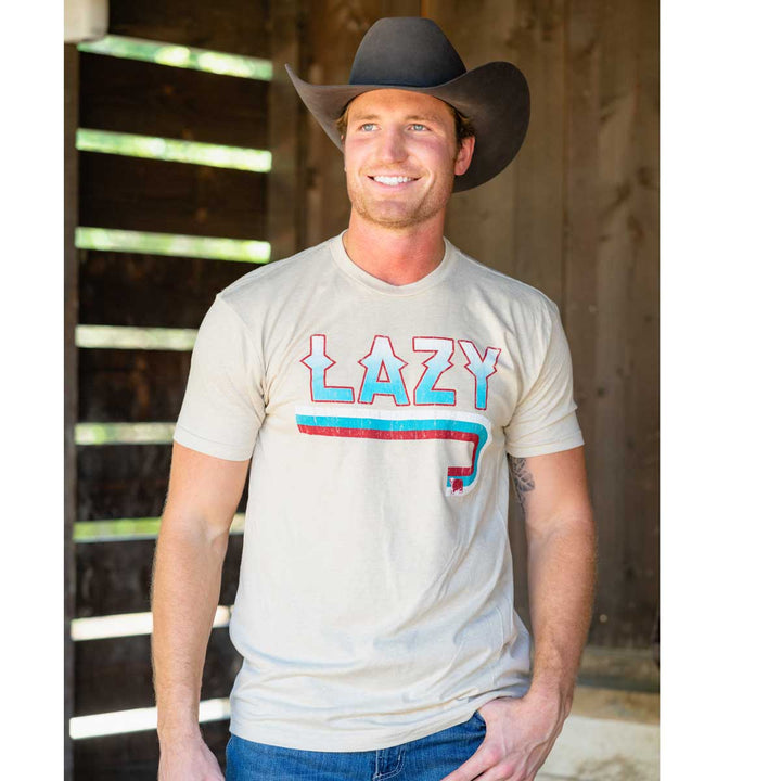Lazy J Ranch Wear Fire J Logo Short Sleeve T-Shirt - Cream