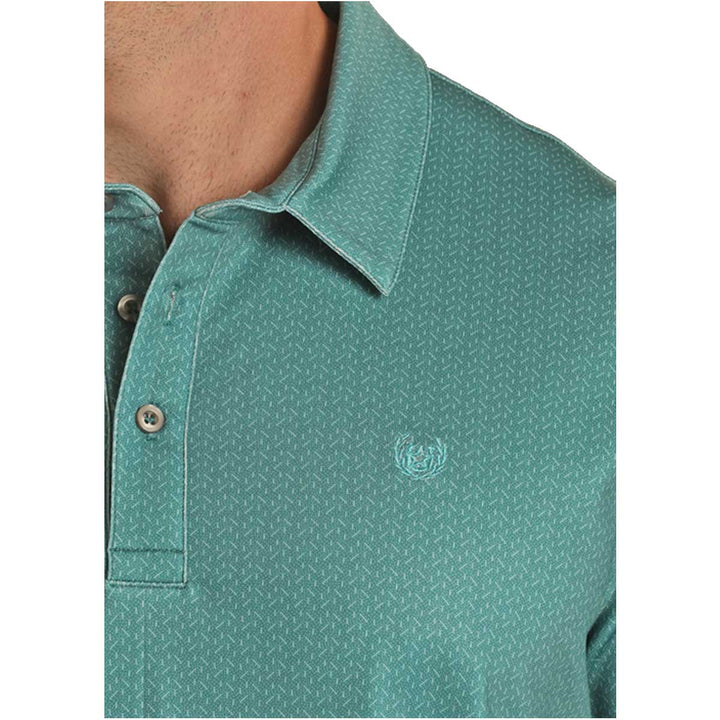 Panhandle Men's Regular Fit Ditsy Dot Polo Short Sleeve Shirt - Turquoise