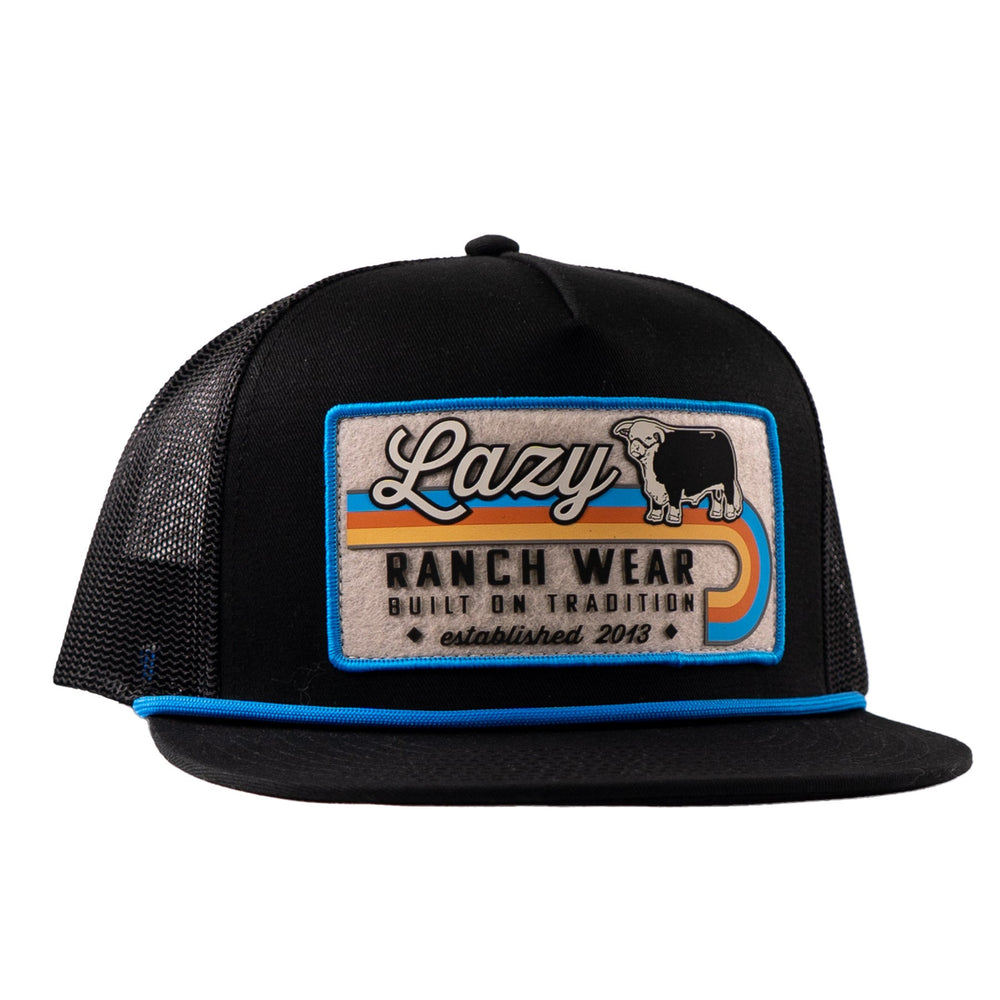 Lazy J Ranch Black Van Horn Classic Five Panel Rope Trucker Hat-Lazy J Ranch Wear