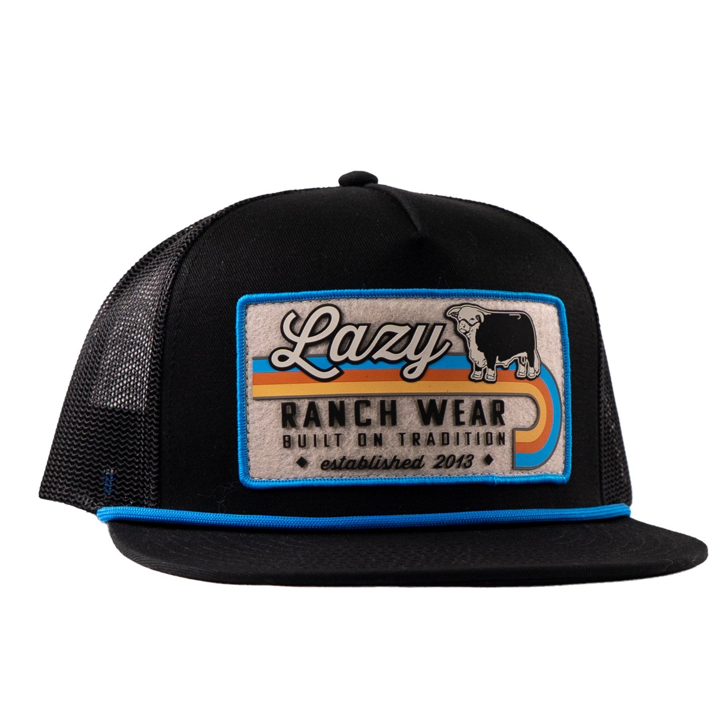 Lazy J Ranch Black Van Horn Classic Five Panel Rope Trucker Hat-Lazy J Ranch Wear