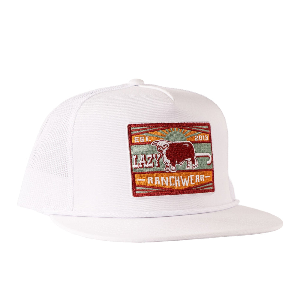 Lazy J Ranch White Maroon Smokeless Patch Classic Rope Trucker Hat-Lazy J Ranch Wear