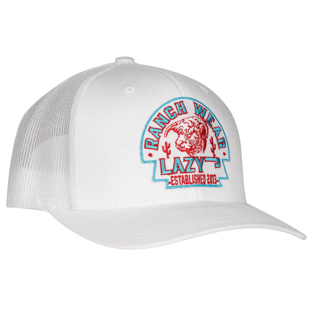 Lazy J Ranch Turquoise Red White Arrowhead Mid Profile Trucker Hat